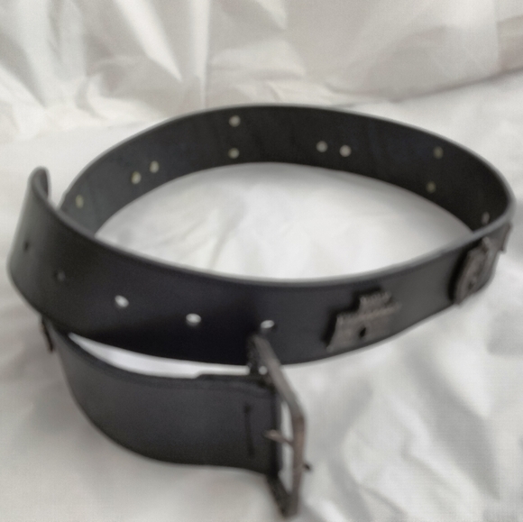 Neiman Marcus black leather women\'s  belt medieval Rare size M Made in Italy main image 14